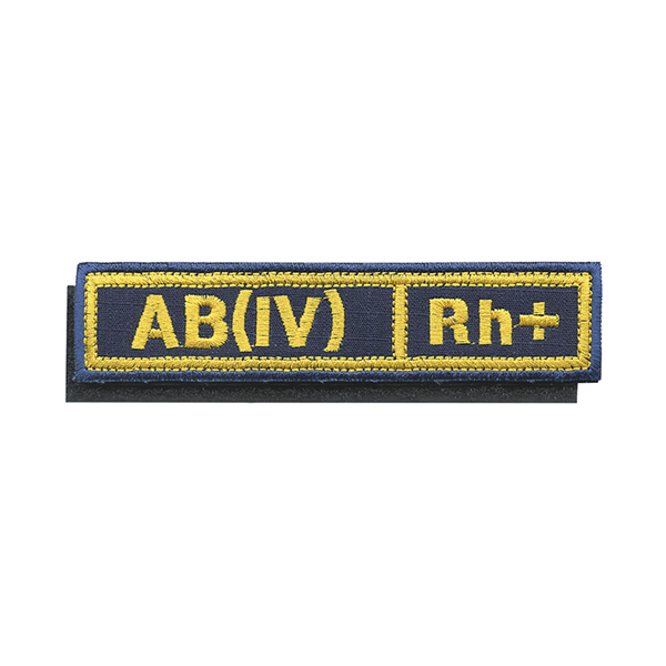 Нашивка на грудь вышит. Гр. кр. AB (IV) положит. (синий фон, ткань Rip-Stop) на костюм офисный (125x25 мм) на липучке