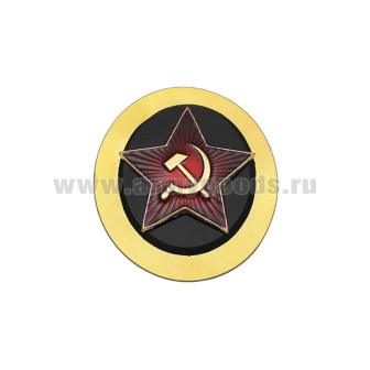Кокарда мет. МП (звезда 34 мм) нерж. сталь с зол. напылением и пласт. накладкой