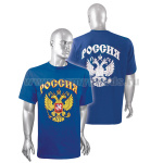 Футболка с рисунком краской Россия (синяя)