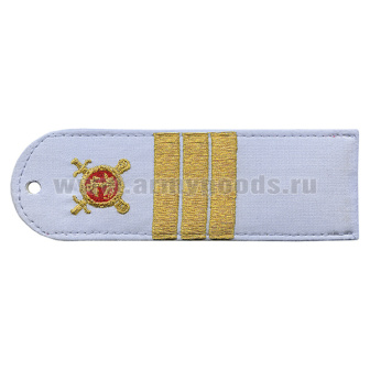 Погоны «машинная вышивка» из рубаш. ткани Полиция без канта бледно-голуб. с вышит. эмблемой (сержант) пластик