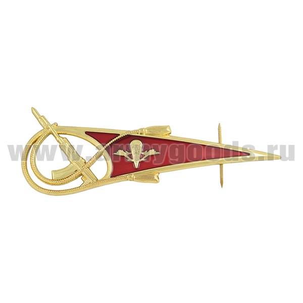 Флажок на берет неуст. (уголок) мет. ВДВ бол. (эмблема ВДВ СССР на красном фоне) (с автоматом) сплав ЦАМ