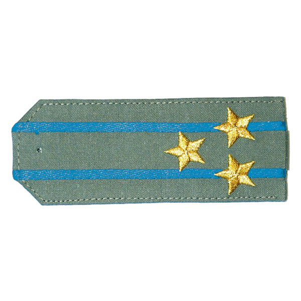 Погоны «машинная вышивка» из рубаш. ткани оливк. с 2 вышит.  голуб. просв. с вышит. звездами (полковник)