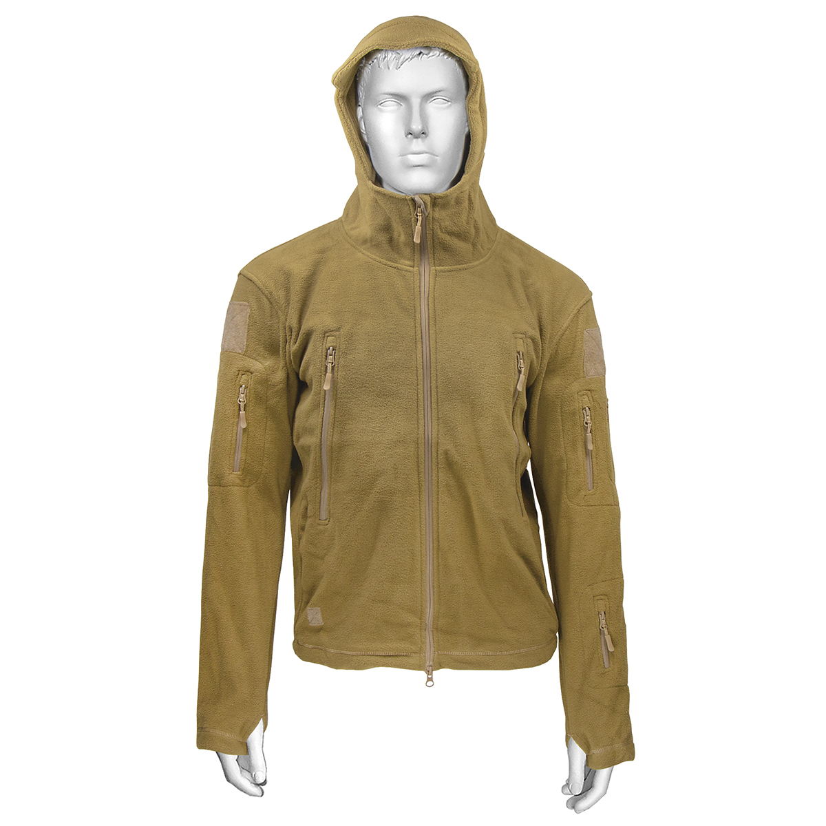 Кофта тактическая флисовая с капюшоном бежевая