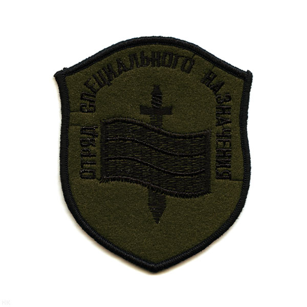 Шеврон вышит. Отряд спецназ (щит с флагом и мечом) полевой