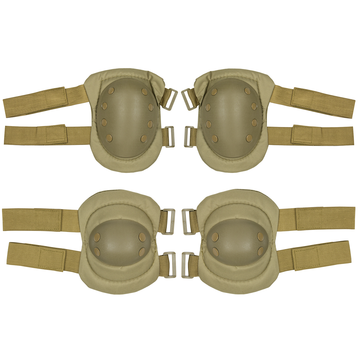 Комплект защитный (наколенники и налокотники жесткие) песочный (накладки овальные)