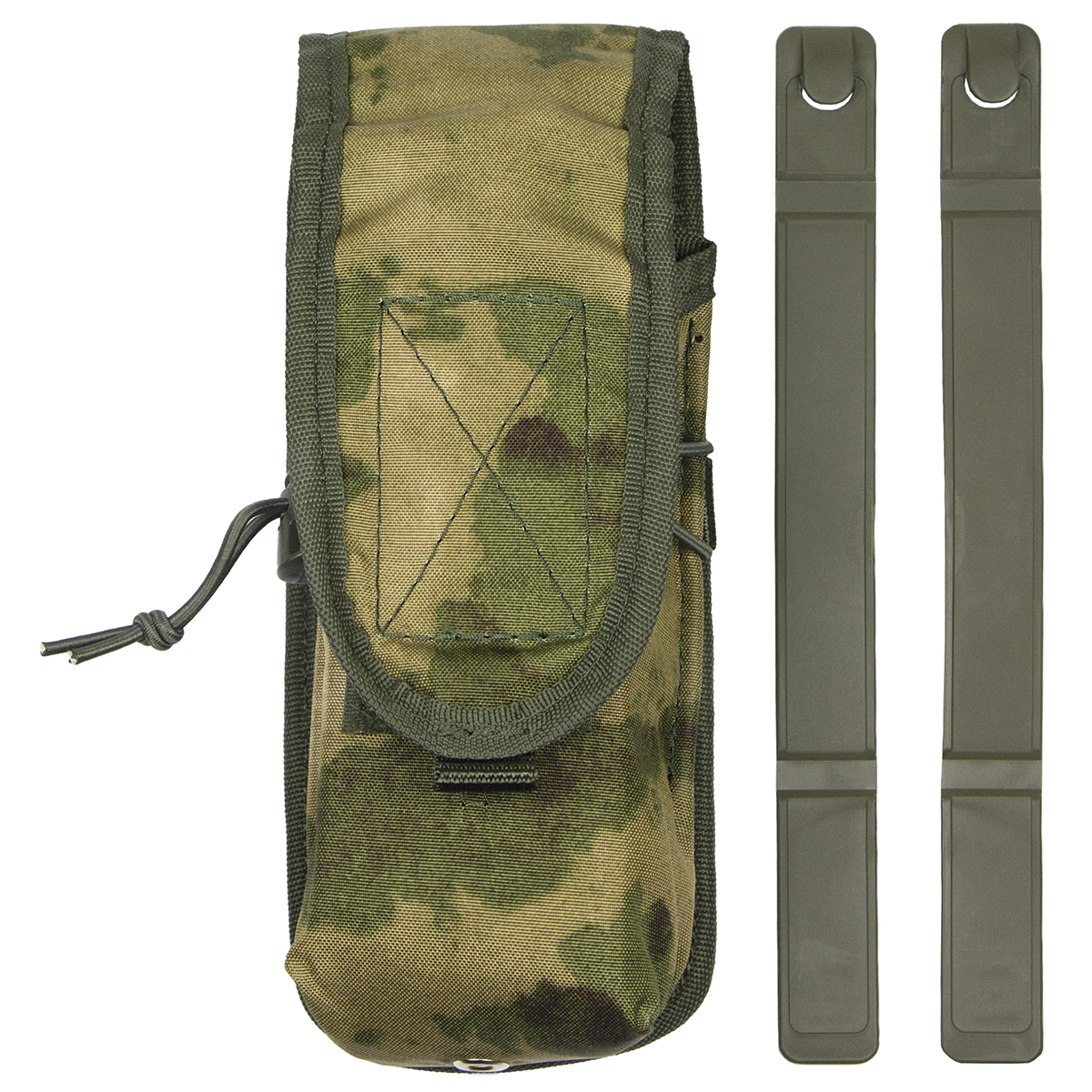 Подсумок для 2 магазинов АК "мох" (A-TACS FG) с системой крепления "MOLLE" с пластиковой клипсой