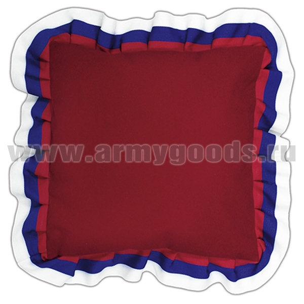 Подушечка для медали (красная с воланом из ленты триколор) 34x34 см (размер с воланом)