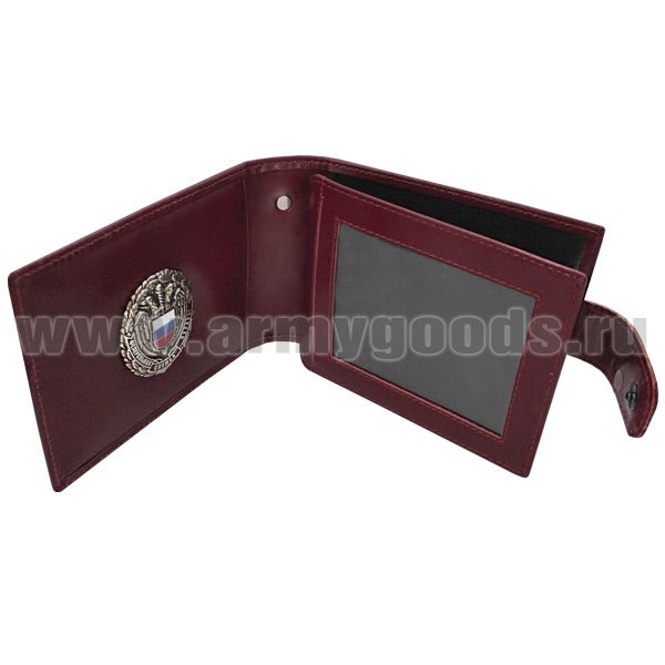 Обложка кожаная под удост. в  подар. коробке ФСО России (со значком)