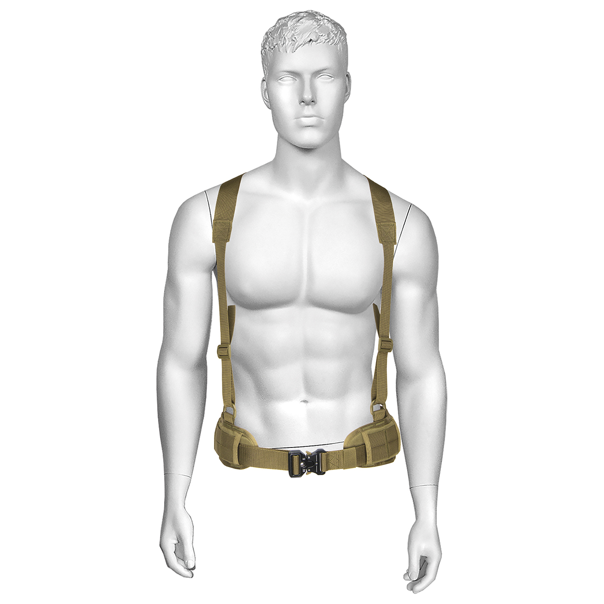 Пояс тактический малый с лямками и мет. пряжкой-"коброй" песочный