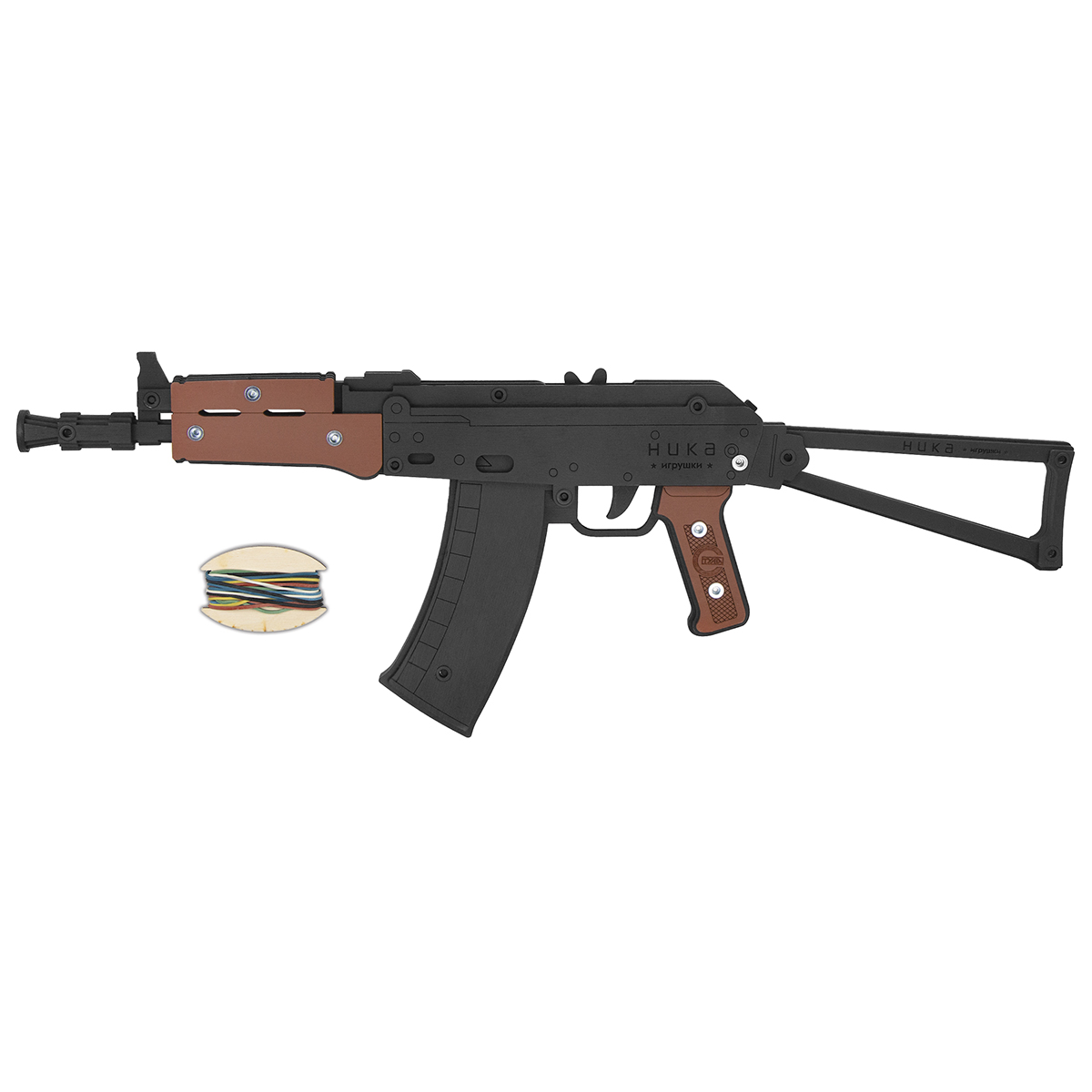 Игрушка деревянная Автомат-резинкострел АКС-74У