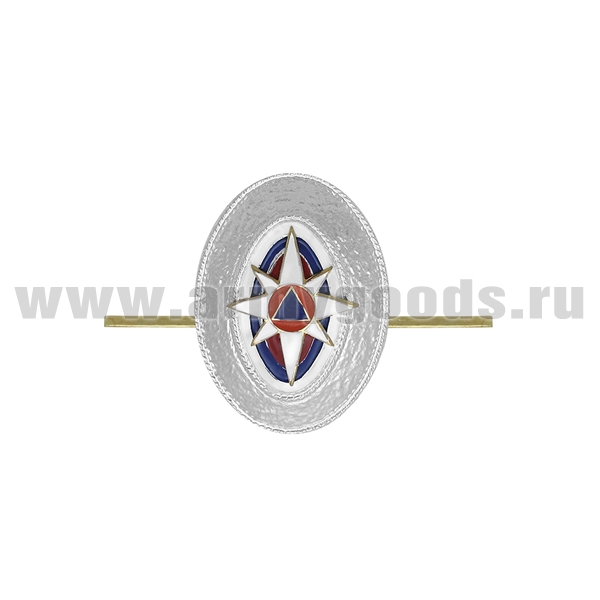 Кокарда мет. МЧС нов/обр рядовой состав (гладкая) серебр.
