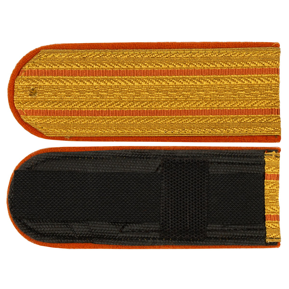 Погоны парад. зол. мет. МЧС 2 оранжевых пр. (с хлястиком)