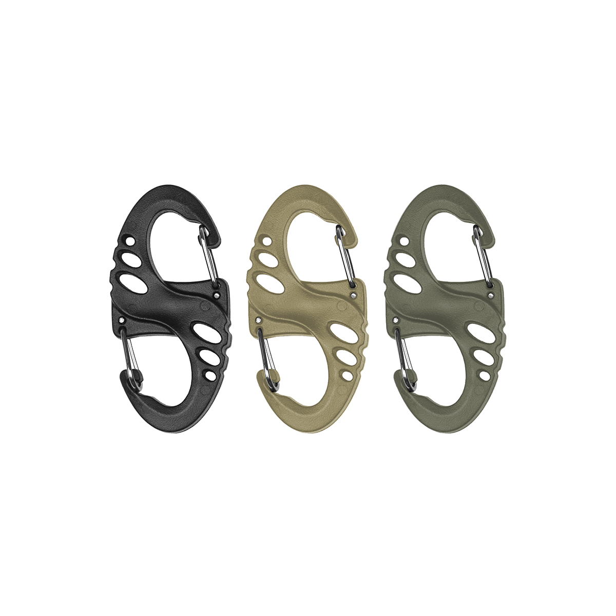 Карабин тактический двухсторонний S (пластик, металл) 7 см (цвет по наличию на складе)