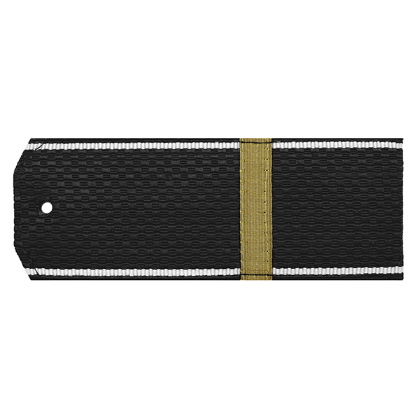 Погоны черн. белый кант с нашитым латунным галуном (ефрейтор) на пластике