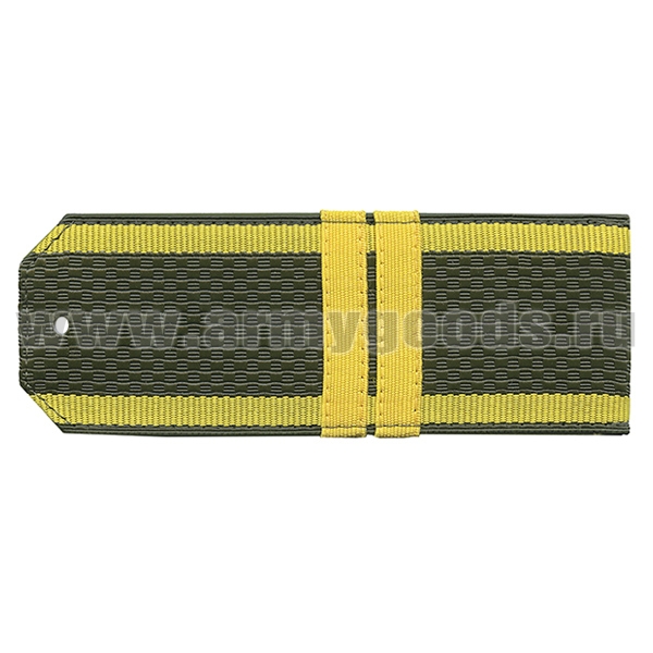 Погоны оливк. желтый кант (курсантские) с нашитым желт.шелковым галуном (мл. сержант) на пластике