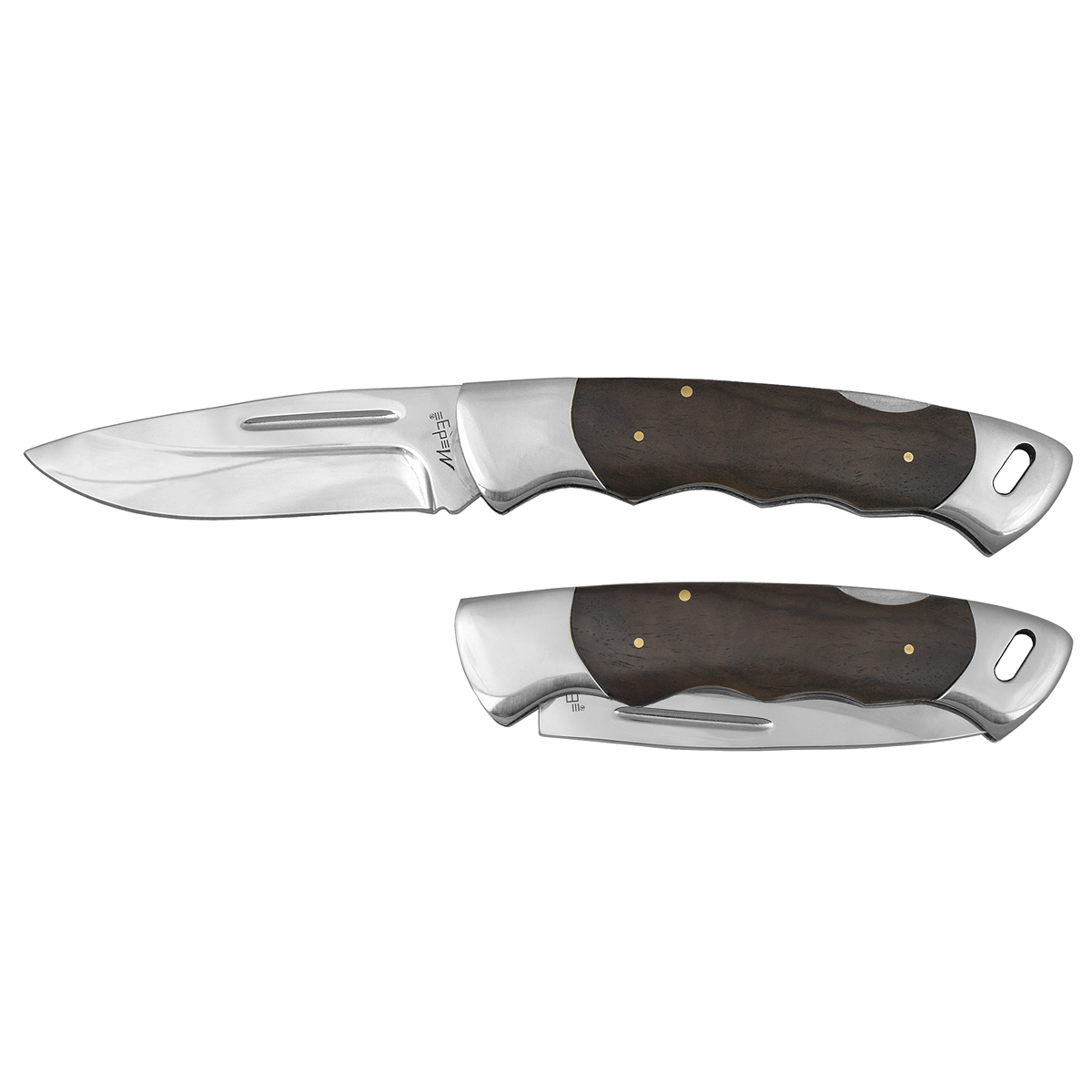 Нож раскладной (стальной, рукоятка дерево) общая длина 24,5 см