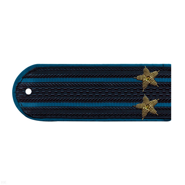 Погоны Юстиция н/о темно-синие (васильк. кант) 2 васильк. пр. вышит. канителью (подполковник)