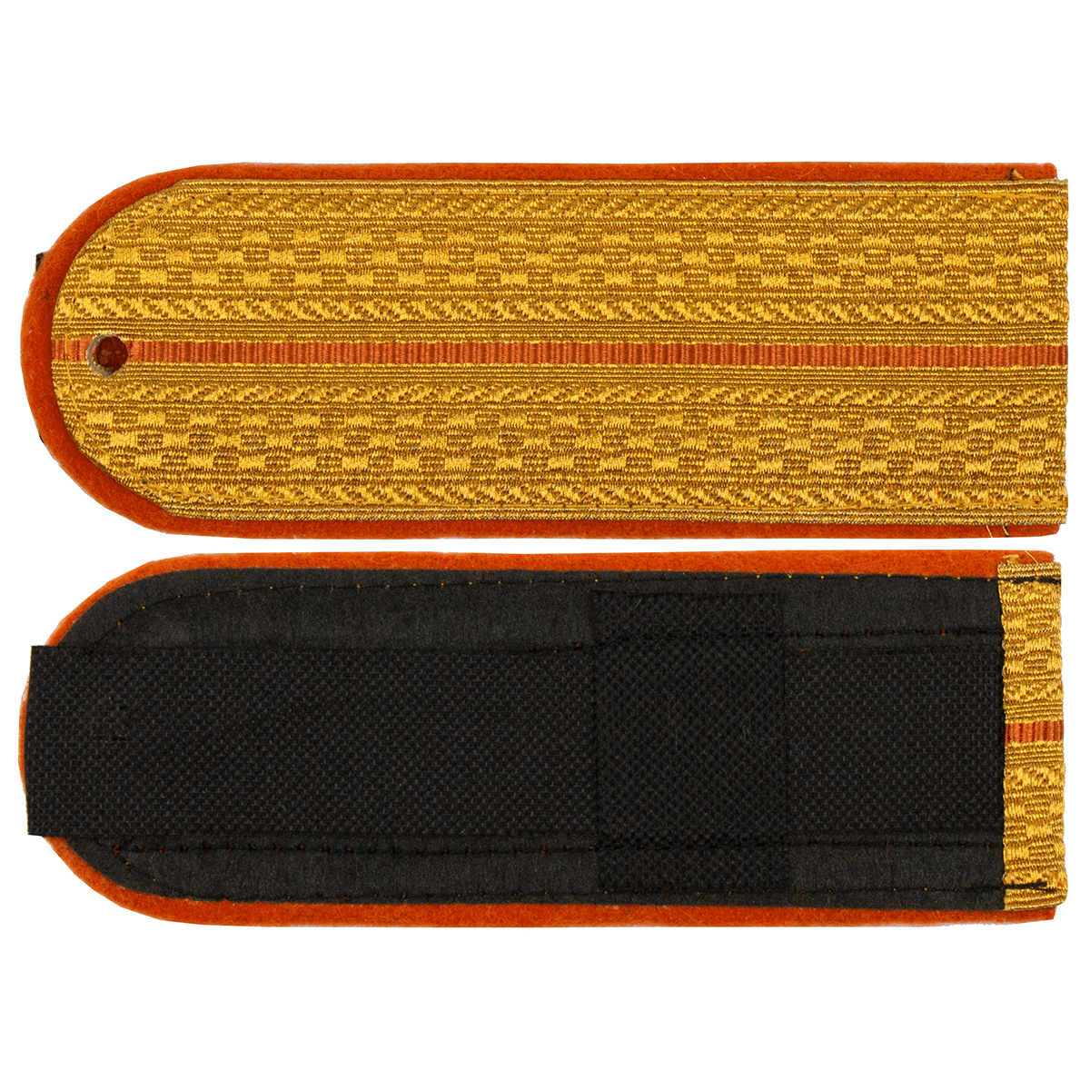 Погоны парад. зол. мет. МЧС 1 оранжевый пр.  (с хлястиком)