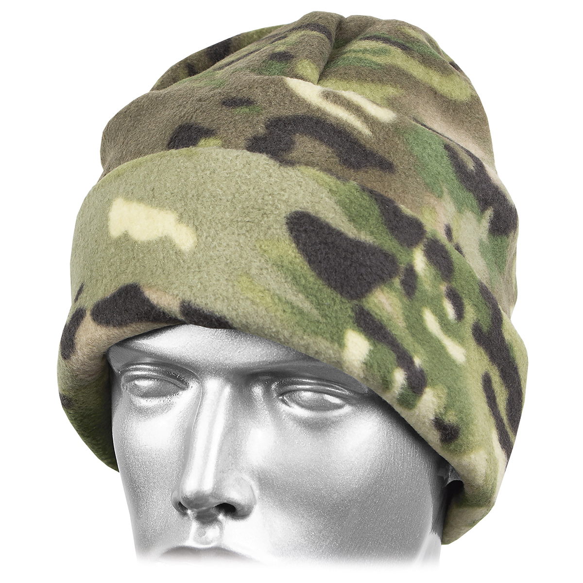 Шапка флисовая двухслойная с отворотом "мультикам"