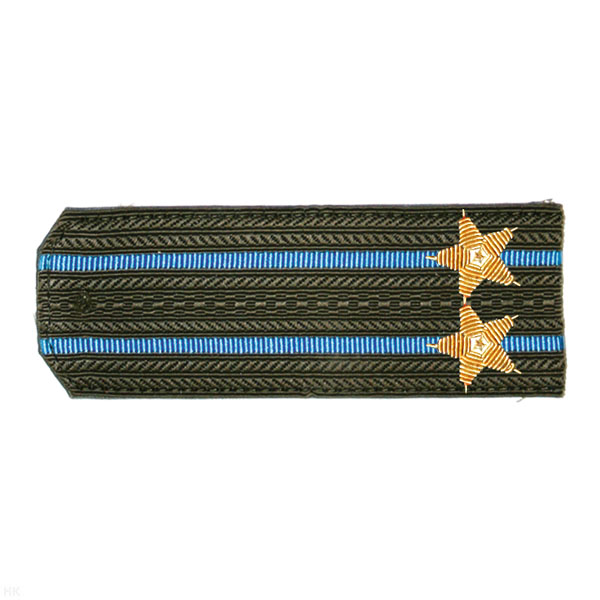 Погоны ВВС-ВДВ-ВКС оливк. с 2 голуб. просв., вышит. канителью (подполковник)