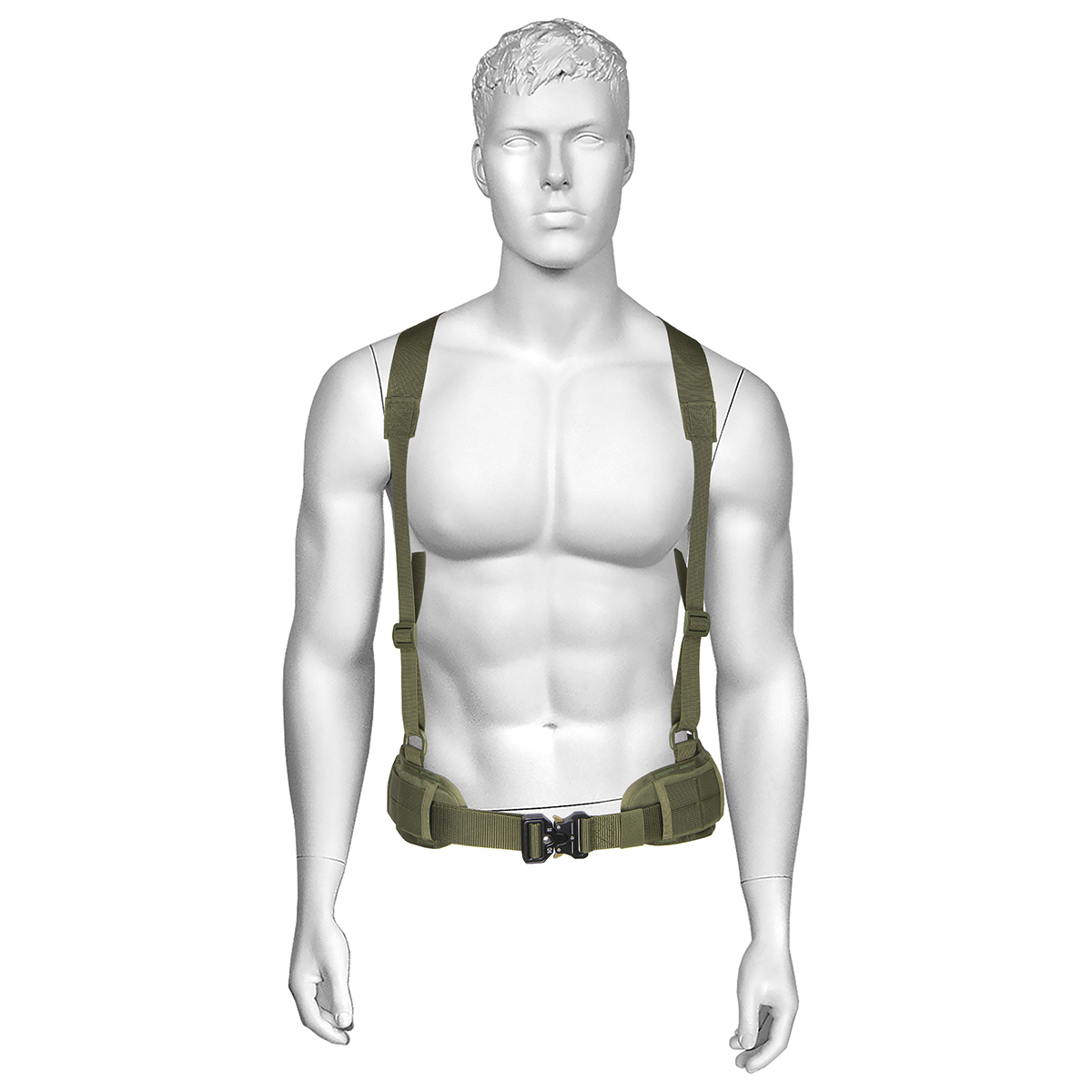 Пояс тактический малый с лямками и мет. пряжкой-"коброй" оливковый
