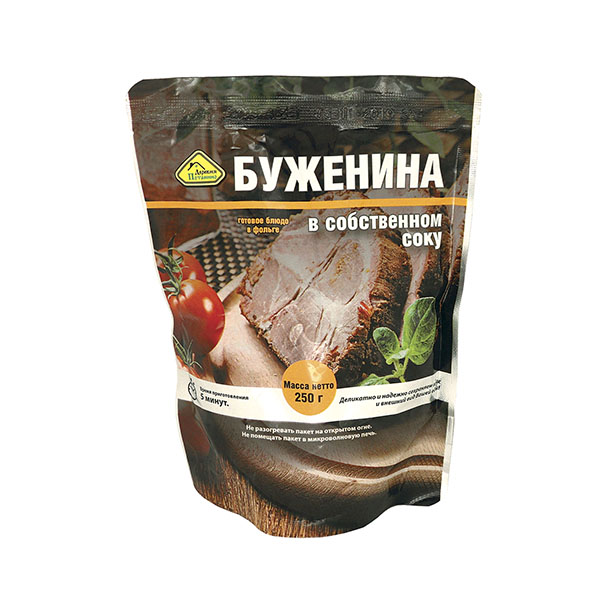 Консервы обеденные Буженина из свинины в собственном соку (250 г) (готовое блюдо в фольге) до 07.2025 и ранее