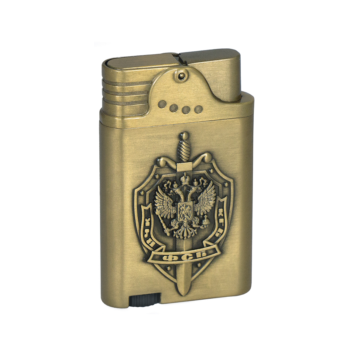Зажигалка газовая бронзовая (двойное пламя) ВЧК-КГБ-ФСБ