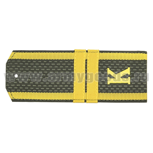 Погоны оливк. желтый кант (курсантские) с нашитым желт.шелковым галуном (мл. сержант) и пластизол. "К" (на пластике)