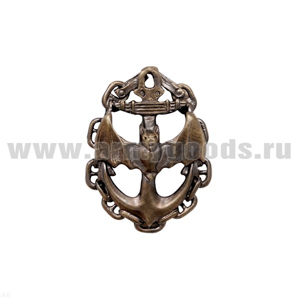 Значок мет. Летуч. мышь на якоре, в цепи, без глобуса (литье)