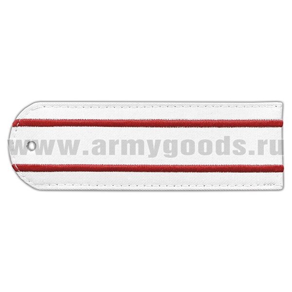 Погоны из рубаш. ткани белые с 2 вышит. красн. пр. без канта (Полиция) на рубашку (пластик)