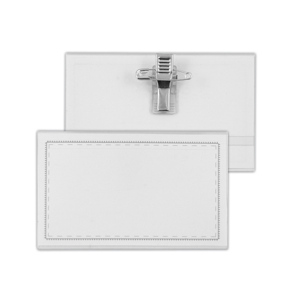 Бейдж пластиковый (90х55 мм) с булавкой и зажимом