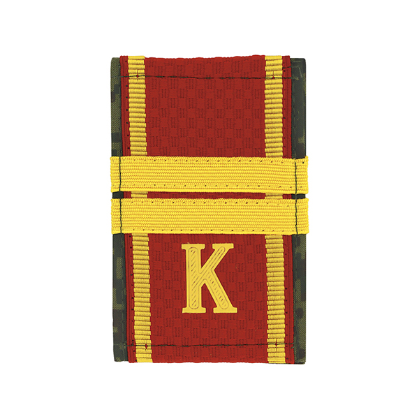 Ф/пог. (двусторонние) красн/русская цифра с нашит. текстильным галуном желтым (мл. сержант + пластизол "К")
