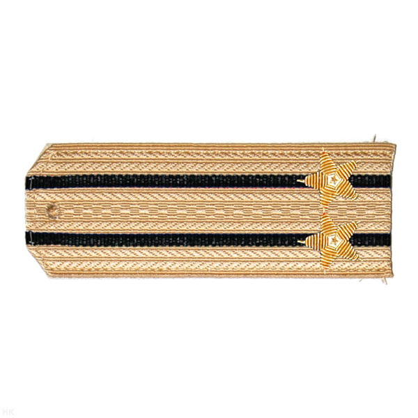 Погоны ВМФ крем. с 2 черн. просв., вышит. канителью (подполковник)