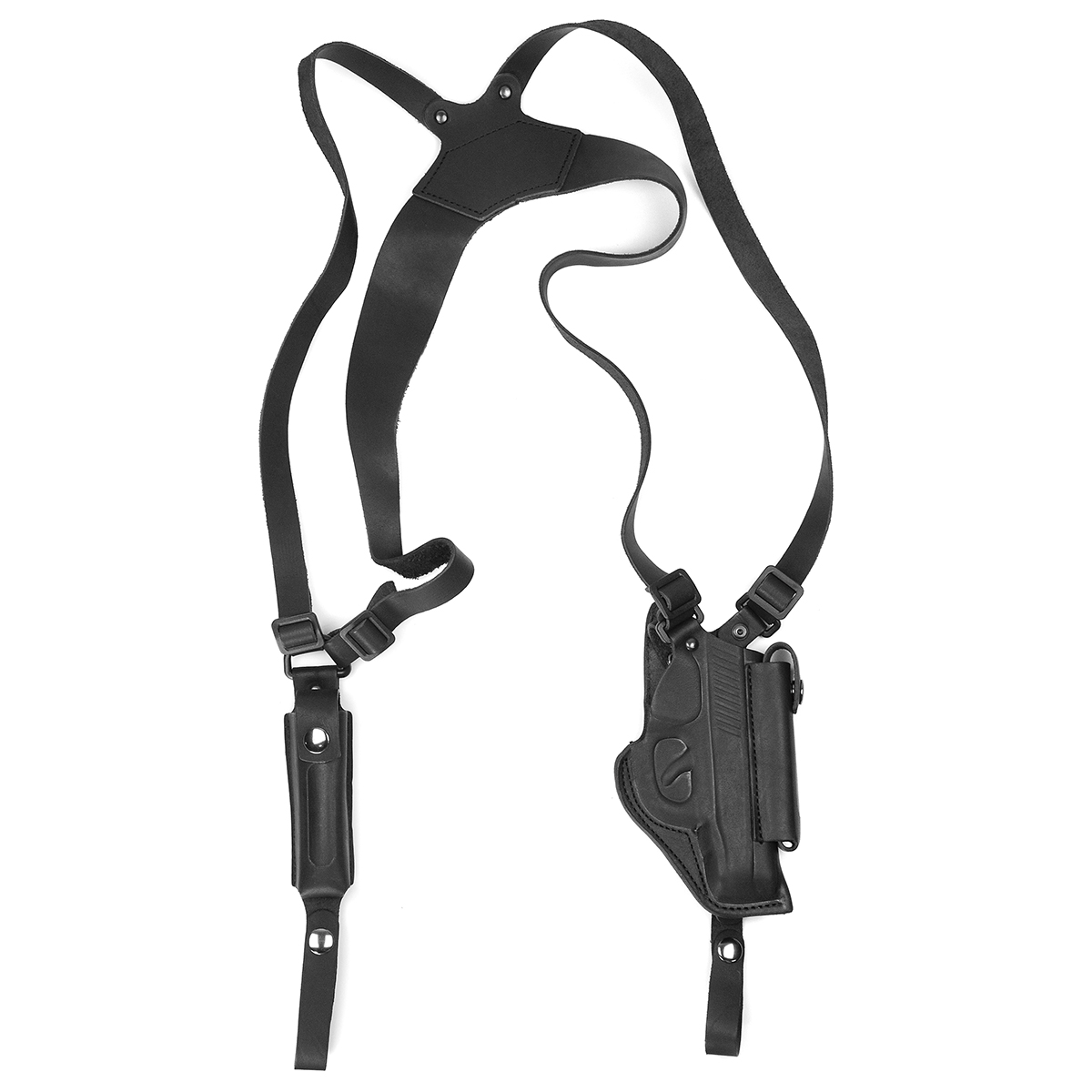 Кобура оперативная под ПМ вертикальная формованная с 2 запасными формованными обоймами (на кобуре и плечевых ремнях) ОК-35Н черная