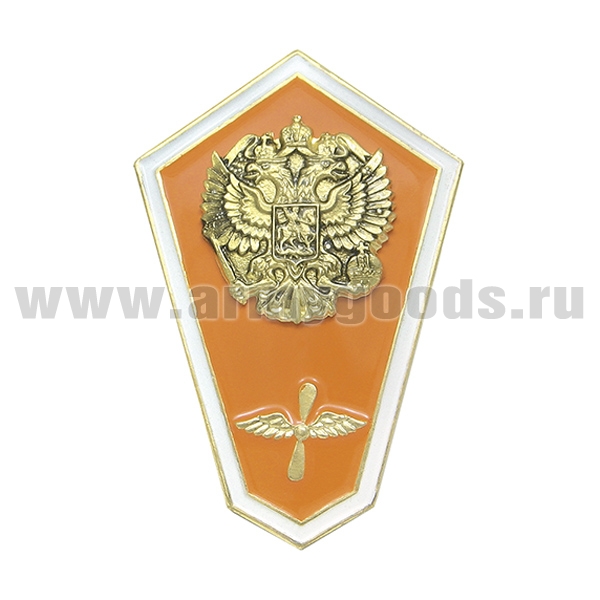 Значок мет. "Гробик" Среднее образование авиационно-техническое (МЧС) (лат, хол.эм. с накл орлом РФ)
