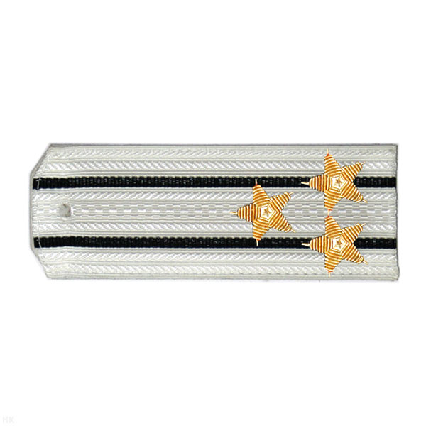 Погоны ВМФ белые с 2 черн.и просв., вышит. канителью (полковник)