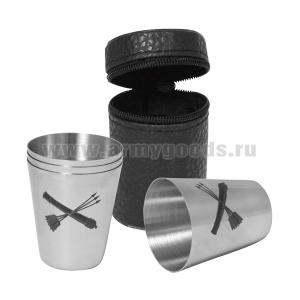 Стопки мет. (4х20 мл) с лазерной гравировкой ПВО (в чехле)