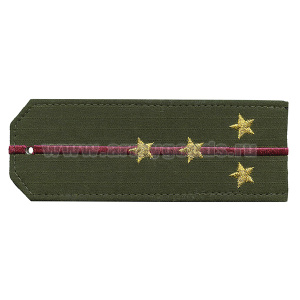 Погоны «машинная вышивка» оливк. (ткань rip-stop) c 1 вышит. краповым просв. с вышитыми звездами (капитан) на костюм офисный