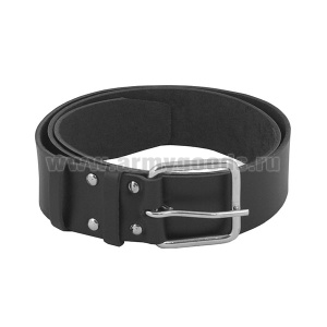 Ремень брючный кожаный (45 мм) одношпеньковый черный (для охраны)