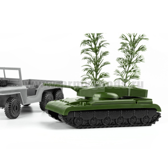 Набор игрушек пластмассовых "Бронегруппа" (машина 1 шт, танк 1 шт, кусты 2 шт) 12043