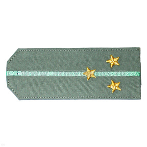 Погоны «машинная вышивка» из рубаш. ткани оливк. с 1 вышит. зел. просв. с вышит. звездами (ст. лейтенант)