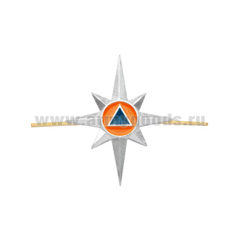 Эмбл. петл. мет. МЧС нов/обр (роза ветров) серебр.