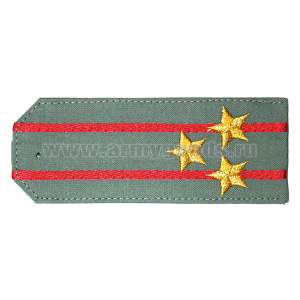 Погоны «машинная вышивка» из рубаш. ткани оливк. с 2 вышит. красн. просв. с вышит. звездами (полковник)