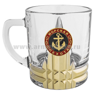 Кружка стекло (0,25 л) с металлизированным напылением и мет накладкой МП