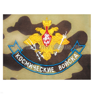 Футболка с вышивкой на груди Космические войска (орел) зел. КМФ