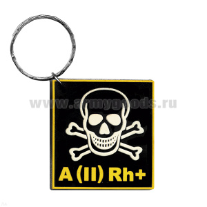 Брелок пластизол. Череп с костями 2 гр.крови (+)