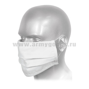 Маска тканевая, двухслойная, на резинке (белая) (С-1313/1, 1312)
