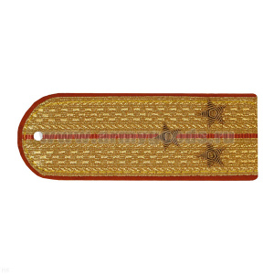 Погоны парадные золотые (металлиз.) с 1 оранж. просв. МЧС, вышит. канителью (ст. лейтенант)