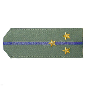 Погоны «машинная вышивка» из рубаш. ткани оливк. с 1 вышит. вас. просв. с вышит. звездами (ст. лейтенант)