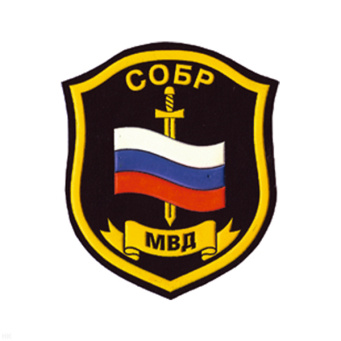 Шеврон пластизолевый СОБР МВД (щит с флагом и мечом)
